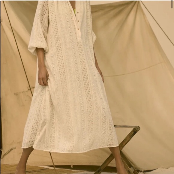 NWOT Zara Openwork Embroidered Eyelet Midi Dress - Picture 2 of 13